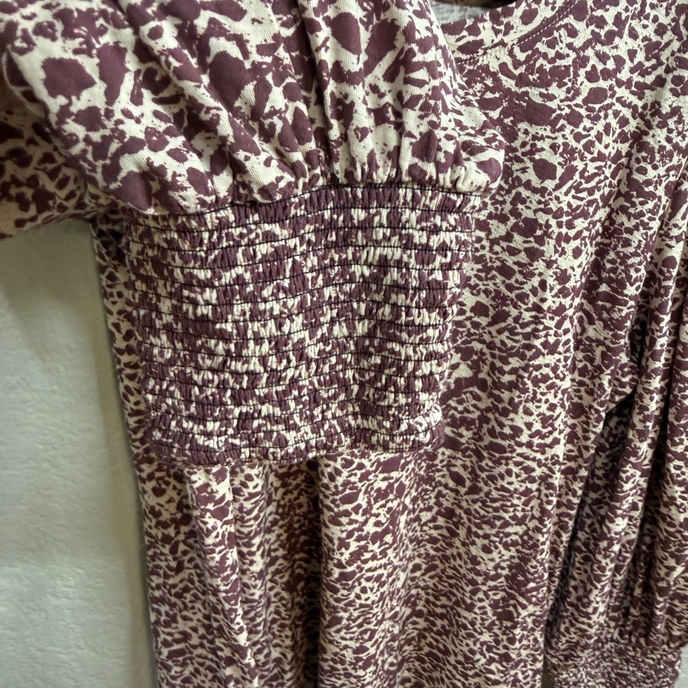 NATION LTD Women's XXL Long Sleeve Smocked Cuff Leopard Print Top Made in Peru - Picture 3 of 10